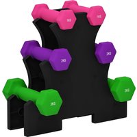 SPORTNOW Hantelset mit Ständer, 2x1 kg, 2x2 kg, 2x3 kg, Hexagonale Metallhanteln mit rutschfestem Griff, Multicolor Aosom – Ansicht 1
