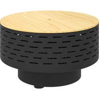 Outsunny 3-in-1 Feuerschale Ø60 x 39cm aus Edelstahl Feuerstelle mit Grillrost Schürhaken Funkenschutz in Holzoptik Feuerschalen Feuerkorb für Garten, Balkon Te – Ansicht 1