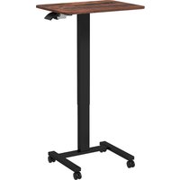 Vinsetto Höhenverstellbarer Laptoptisch, mit 4 Rollen, 2 Bremsen, 65 cm x 48 cm x 108 cm, mit Handkurbel, Bremse, Spanplatte, Rustikal-Braun Aosom