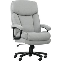 HOMCOM Bürostuhl, Ergonomisch Schreibtischstuhl mit Wippfunktion, Leinenoptik, Höhenverstellbar PC Stuhl mit Drehfunktion, Dicke Kissen, bis 200 kg belastbar, f