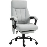 Vinsetto Massage Bürostuhl mit Liegefunktion ergonomischer Schreibtischstuhl höhenverstellbar Chefsessel mit Fußstütze Hellgrau für Büro & Homeoffice Aosom.de – Ansicht 1
