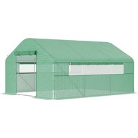 Outsunny Garten-Gewächshaus 12 m², Garten-Tunnelgewächshaus 4 x 3 x 2 m mit Rolltüren und großen Netzfenstern, Gewächshaus aus verzinktem Stahl und hochdichtem 