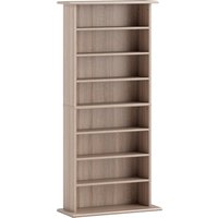 HOMCOM CD- und DVD-Regal, schmaler CD-Ständer mit 8 Fächern, verstellbaren Regalböden, für Wohnzimmer & Büro, 58x24x126,3 cm, Naturholz Aosom – Ansicht 1