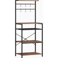 HOMCOM Küchenregal mit Flaschenhalter und 6 Haken, 5-stufiges Aufbewahrungsregal mit X-Verstärkung, Metallrahmen, für Küche oder Esszimmer, 59x40x143.5 cm, Farb – Ansicht 1