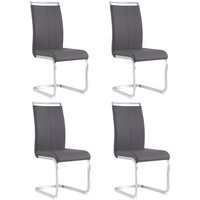 Schwingstuhl Kunstleder Freischwinger Ergonomischer 48cm Grau Verchromtes Metallgestell 4er Set Stabiler Sitzkomfort Aosom.de – Ansicht 1