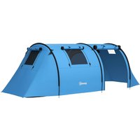 Outsunny Campingzelt für 3-4 Personen stabil wasserdicht Familienzelt mit Schlafzimmer Wohnzimmer, Kuppelzelt mit 3000mm Wassersäule Tunnelzelt Zelt für Camping