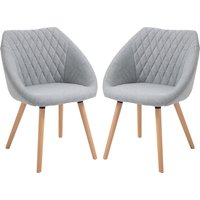 HOMCOM Set aus 2 Skandinavischen Design Esszimmerstühlen - Schlankes Buchenholz helle Beine - Linen Grau Aosom – Ansicht 1
