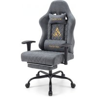 ANDYOU Breathable Gaming Chair with Footrest, Adjustable and Rotating, Grey – Ansicht 1