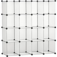 HOMCOM DIY Würfel Regalsystem 16 Würfel Aufbewahrungsbox Kunststoffschrank Weiß 125x32x125cm ideal für Kinderzimmer & Wohnzimmer Aosom.de – Ansicht 1