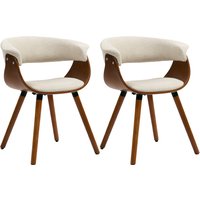 HOMCOM Esszimmerstuhl 2er Set Küchenstuhl mit Rückenlehne, Leinenoptik, Sessel Polsterstuhl mit Holzbeine für Esstisch, Beige Aosom – Ansicht 1