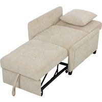 HOMCOM Schlafsessel für 1 Person, 4‑in‑1 Klick-Klack‑Schlafsessel gepolstert mit Chenille, verstellbare Rückenlehne, breite Sitzfläche, Kissen, Seitentaschen, G – Ansicht 1
