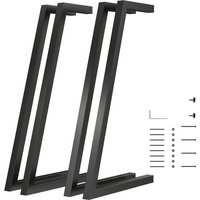 HOMCOM Stahl-Tischbeine, Set mit 4 Industrie-Möbelbeinen mit verstellbaren Füßen und Schrauben für Esstisch, Bank, 43x3x72 cm, Schwarz Aosom