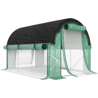 Outsunny Gewächshaus 3 x 2 x 2 m Foliengewächshaus mit 6 Fenster, Rolltüren, Aufrollbar Seitenwänden, UV-beständiger Folientunnel, Winterfest Tomatenhaus mit Er – Ansicht 1