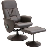 HOMCOM 2-St TV Sessel mit Liegefunktion 360° drehbar Relaxsessel mit 10 Massagepunkten Kunstleder in Braun B76 x T81 x H105 cm Aosom.de – Ansicht 1