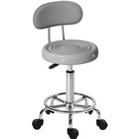 HOMCOM Rollhocker höhenverstellbar Drehhocker Drehbar Salon Hocker mit Lehne, Rädern, Arbeitshocker mit Verstellbarer Fußstütze für Büro, Kunstleder, 32 x 40 x  – Ansicht 1