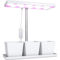 Outsunny Wachstumsleuchte 10W Vollspektrum-LED Pflanzenlampe mit 3 Pflanzkästen, automatischer Ein-/Ausschalt-Timer 8/12/16/24 H, 5 Helligkeitsstufen, höhenvers – Ansicht 1