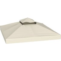 Outsuuny Ersatzdach für Pavillon 3 x 3 m, wasserabweisend Pavillondach, Doppeldach Ersatzbezug für Gartenpavillon, Ersatzteile aus Oxford-Stoff, 370 g/m², Creme – Ansicht 1