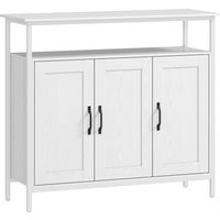 HOMCOM Sideboard 3 Türen, Sideboard für Wohnzimmer im Industrial-Stil, mit offenem Fach, verstellbaren Einlegeböden, für Esszimmer, Flur, Schlafzimmer, Weiß, 10 – Ansicht 1