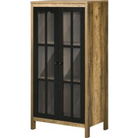 HOMCOM Moderner Schrank mit 2 Glastüren und Holz, Möbel für Wohn- und Wohnzimmer, 60x35x120cm, Braun Aosom – Ansicht 1