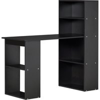 HOMCOM Computertisch mit angrenzendem Bücherregal Eckbüro 120L x 55B x 120H cm Multi-Lagerung Schwarz Aosom – Ansicht 1