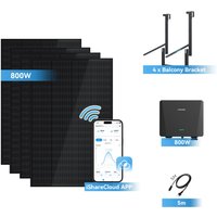 Ray Balkonkraftwerk 200W~1200W | Glas | 4 Module (800W) | 5m AC-Kabel & Mikro-Wechselrichter – Ansicht 1