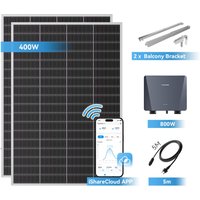 Ray Lite Balkonkraftwerk 200W~1200W | Geländer | 2 Module (400W) | 5 m AC-Kabel & Mikro-Wechselrichter – Ansicht 1