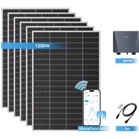 Ray Lite Balkonkraftwerk 200W~1200W | ohne Halterung | 6 Module (1200W) | 5 m AC-Kabel & Mikro-Wechselrichter – Ansicht 1