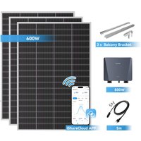 Ray Lite Balkonkraftwerk 200W~1200W | Glas | 3 Module (600W) | 5 m AC-Kabel & Mikro-Wechselrichter – Ansicht 1