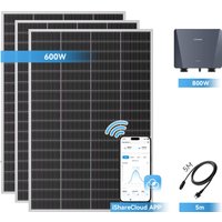 Ray Lite Balkonkraftwerk 200W~1200W | ohne Halterung | 3 Module (600W) | 5 m AC-Kabel & Mikro-Wechselrichter – Ansicht 1