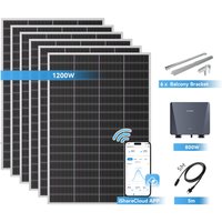 Ray Lite Balkonkraftwerk 200W~1200W | Metall | 6 Module (1200W) | 5 m AC-Kabel & Mikro-Wechselrichter – Ansicht 1