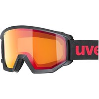 uvex Athletic FM Brillenträger Skibrille (2530 black matt, mirror red/orange clear (S2))