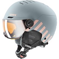 uvex Rocket Jr. Visor Kinderskihelm (54-58 cm, 70 rhino/blush matt, Scheibe: mirror silver (S2))