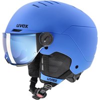 uvex Rocket Jr. Visor Kinderskihelm (51-55 cm, 20 blue matt, Scheibe: mirror blue (S2))