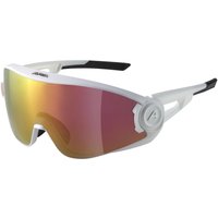 Alpina 5W1NG Q+VM Sportbrille (510 white matt, Quattroflex+Varioflex, Scheibe: red mirror (S3))