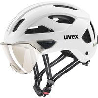 uvex Stride Visor Fahrradhelm (56-59 cm, 02 white matt (litemirror silver))