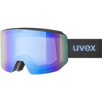 uvex lace Attract FM Skibrille mit Wechselscheibe (2330 black matt, mirror blue/green clear (S2 / S1))