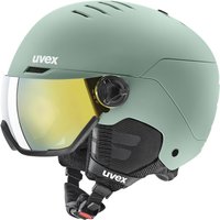 uvex Wanted Visor Skihelm (58-61 cm, 11 oxid green matt, Scheibe: mirror gold (S2))