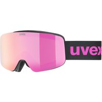 uvex pwdr FM Skibrille (9030 black matt, mirror pink/green clear (S2))