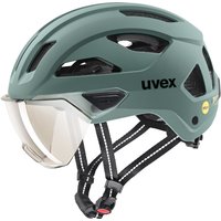 uvex Stride Visor Mips Fahrradhelm (53-56 cm, 02 sage green matt (litemirror silver))