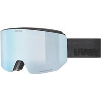 uvex lace Attract FM Skibrille mit Wechselscheibe (5030 black matt, mirror ice blue/green clear (S3 / S1))