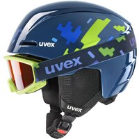 uvex Viti Kinder Skihelm Set (51-55 cm, 11 blue puzzle)