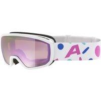 Alpina Scarabeo Jr Q-Lite Skibrille Brillenträger (852 white confetti matt, Scheibe: MIRROR rose (S2))