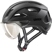 uvex Stride Visor Fahrradhelm (59-61 cm, 01 black matt (litemirror silver))