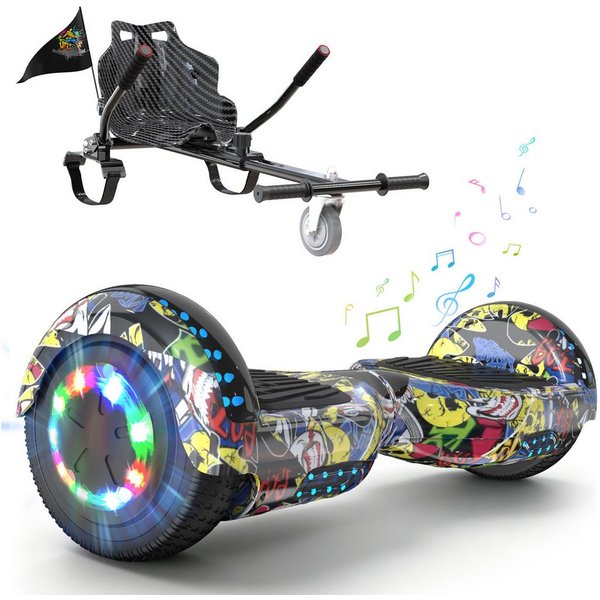 RCB Balance Scooter Kart Set, 6,5 Zoll Hoverboard mit Sitz für Kinder, Hoverboard mit Go-Kart