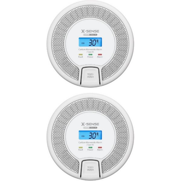 X-SENSE X-Sense CO03D-W Kohlenmonoxidmelder mit Digitalanzeige 2er Set Gasmelder (CO Melder Batterie)