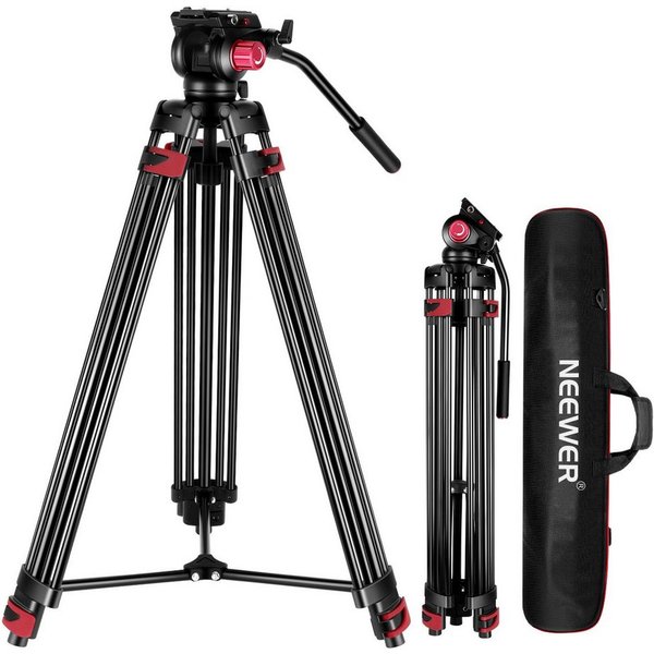 Neewer TP-M200 Videostativ, Robustes Kamerastativ aus Aluminiumlegierung Dreibeinstativ (Höhenverstellbar 88-200 cm, mit 360° Fluidkopf, für Canon Sony)