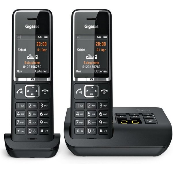 Gigaset COMFORT 550A Duo Schwarz Schnurloses Telefon Schnurloses DECT-Telefon