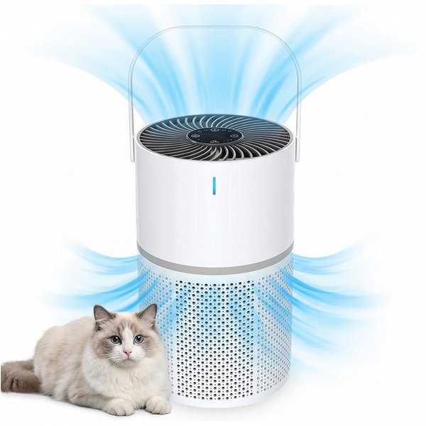 Lisabonde Luftreiniger mit HEPA H13 Filter & Ionisator, für Allergiker & Haustiere, 360° Luftansaugung, Kindersicherung, Timer, Nachtlicht, Ionisator