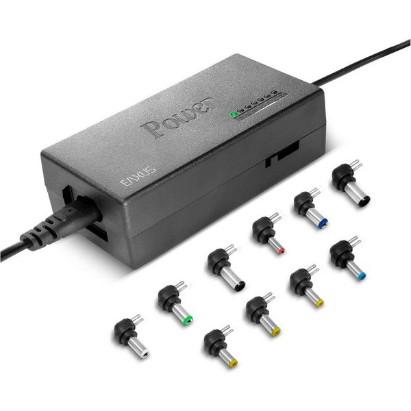EAXUS Eaxus Universal Laptopladekabel Netzteil 96 Watt Laptop-Ladegerät (12V - 24V Einstellbare Spannung, 10 Adapter zum Aufstecken)