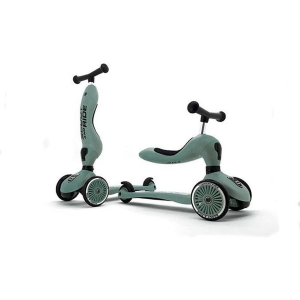 Scoot and Ride Dreiradscooter Highwaykick 1 Forest, Kinderroller, Scooter, Dreiradscooter, 2in1 Kickboard, mit Sitz, Grün